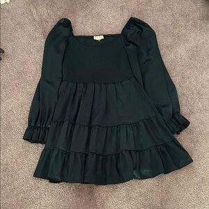 Altar'd State Dark Tiered Long Sleeve Dress